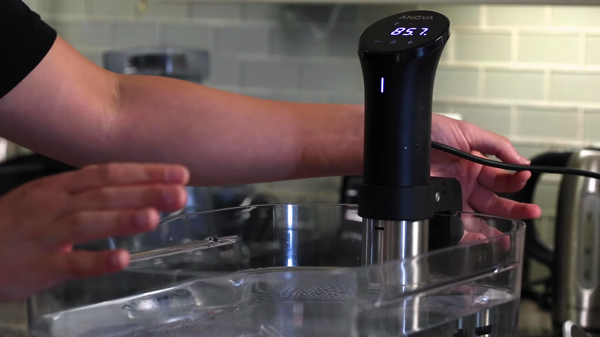 Anova culinary sous vide precision cooker 2.0 wifi 1000w front with temperature
