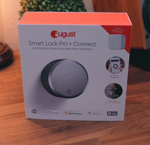 August smart lock pro with connect dark gray wi fi keyless entry front in box