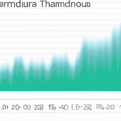 Screen with a graph showing temperature and humidity data trends